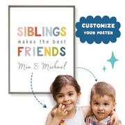 Personalised Siblings Poster - Digital Wall Art Download for Kids