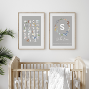 Custom Name and ABC Poster_Set of 2- Digital Wall Art Download for Kids