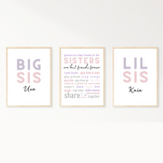 Personalised Sister Print - Set of 3- Digital Wall Art Download for Kids