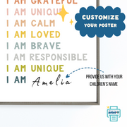 Custom Affirmation Poster - Digital Wall Art Download for Kids