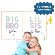 Personalised Siblings Poster - Digital Wall Art Download for Kids